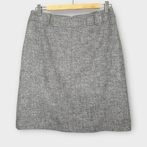 Talbots Petites Skirt Womens Size 8P Gray Herringbone Wool Blend Pencil Career